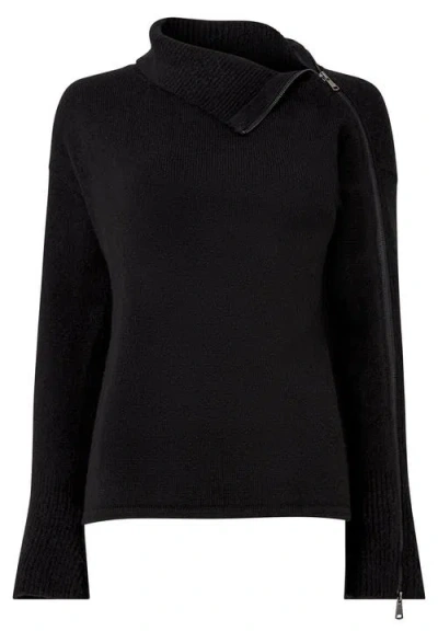 Joe Browns Asymmetrical Zip Neck Pullover Sweater In Black