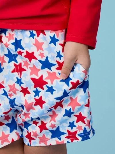Ruggedbutts Upf50+ Sun Protected Stretch Swim Trunks In Multi