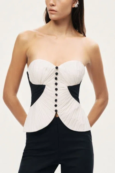 Nocturne Structured Strapless Contrast Bustier Top In Multi