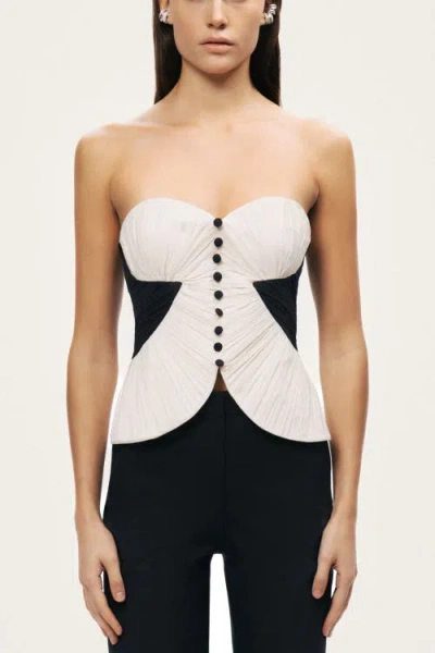 Nocturne Structured Strapless Contrast Bustier Top In Multi