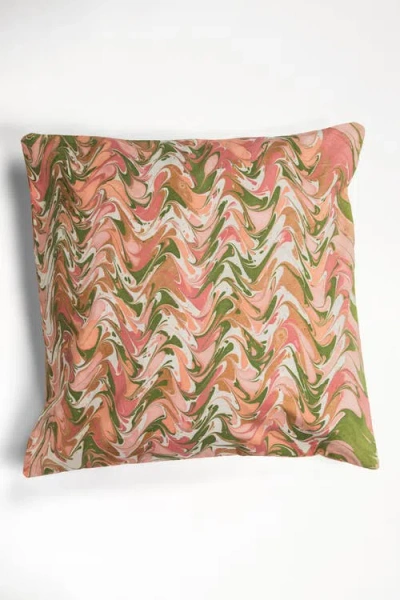 Inner Child Peony Bloom Hand-marbled Square Pillow In Multi