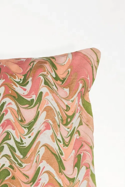 Inner Child Peony Bloom Hand-marbled Square Pillow In Multi