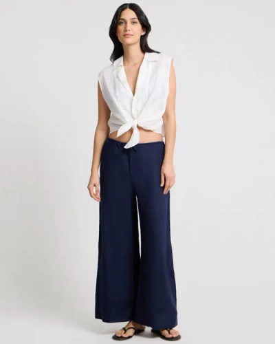 Onia Tie Front Linen-blend Shirt In White