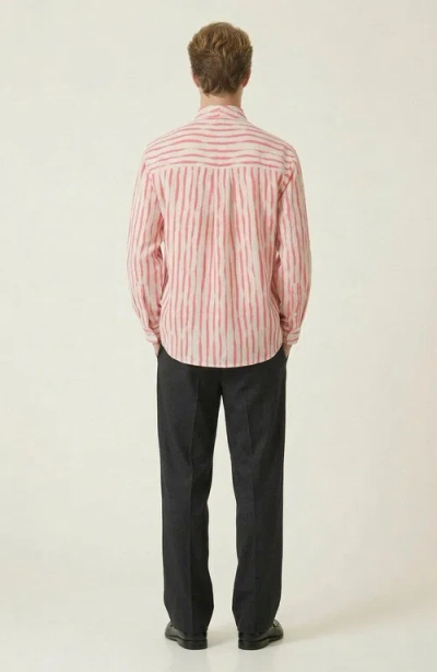 Modenaire Striped Open Collar Button Front Shirt