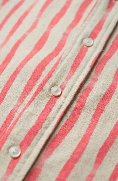 Modenaire Striped Open Collar Button Front Shirt