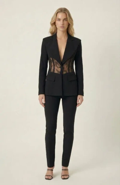 Modenaire Lace Panel Blazer In Black