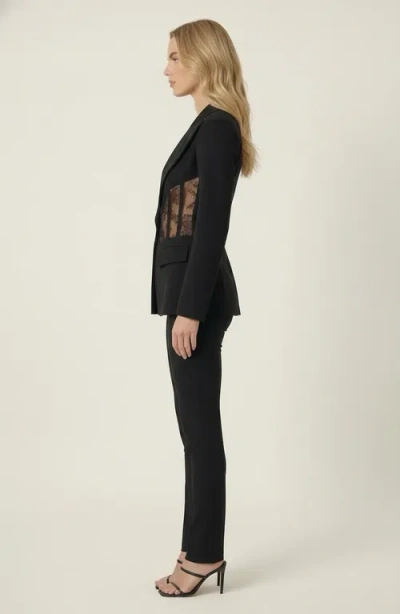 Modenaire Lace Panel Blazer In Black