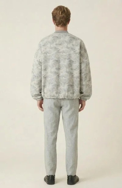 Modenaire Printed Zip Front Elastic Hem Bomber Jacket In Sand
