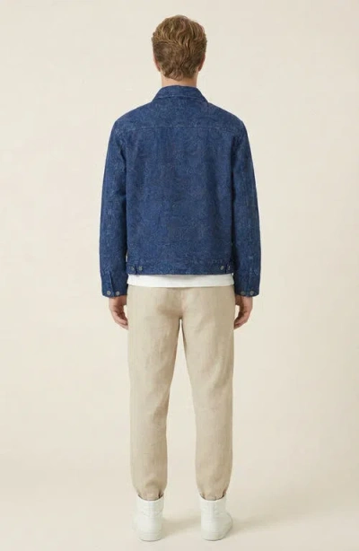 Modenaire Textured Zip Front Jacket In Blue