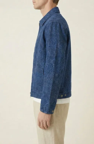 Modenaire Textured Zip Front Jacket In Blue