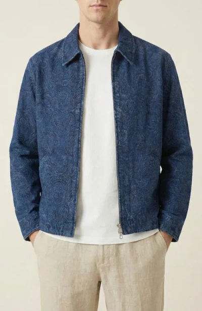 Modenaire Textured Zip Front Jacket In Blue