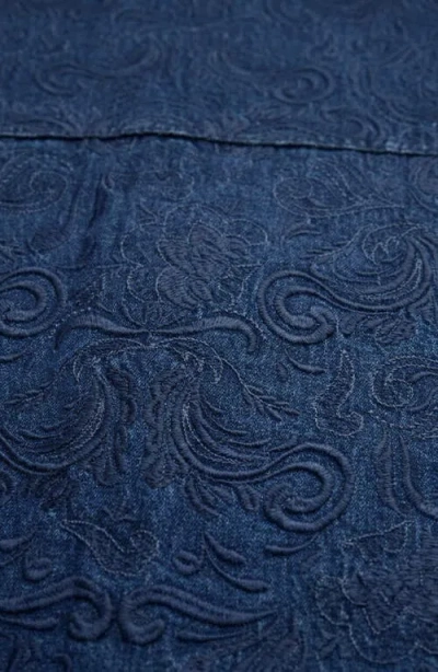 Modenaire Textured Zip Front Jacket In Blue