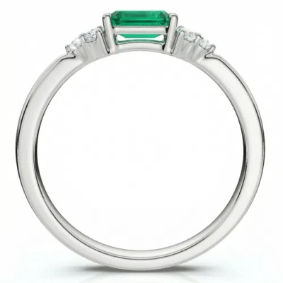 Bliss Diamond 1/3ct Thin Emerald Diamond Stackable Wedding Ring 14k Gold Lab Grown In Silver