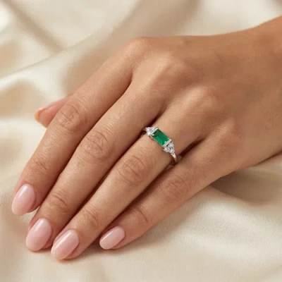 Bliss Diamond 1/3ct Thin Emerald Diamond Stackable Wedding Ring 14k Gold Lab Grown In Silver