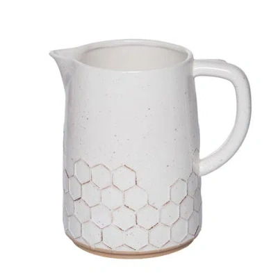 Transpac Dolomite Bee Pitcher Multicolored For Spring Serving And Entertaining In White
