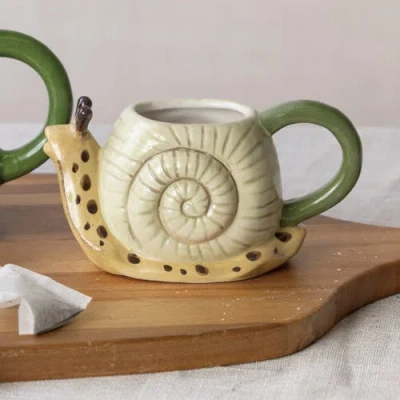 Transpac Ceramic Snail Shape Mug Neutral For Spring Serving And Entertaining In Multi