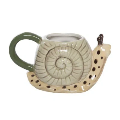 Transpac Ceramic Snail Shape Mug Neutral For Spring Serving And Entertaining In Multi