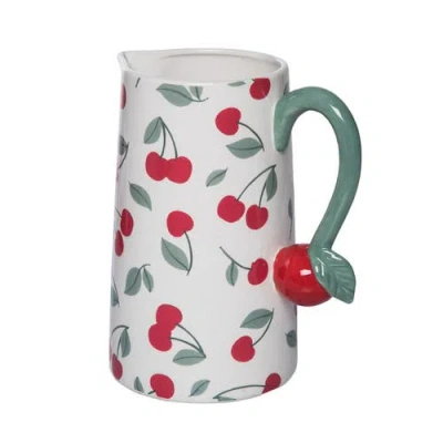 Transpac Dolomite Cherry Pitcher Multicolored For Spring Serving And Entertaining In Multi