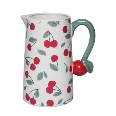 Transpac Dolomite Cherry Pitcher Multicolored For Spring Serving And Entertaining In Multi