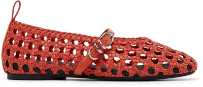 Rag & Bone Orange Spire Woven Mary Jane Faux-leather Flats In Red