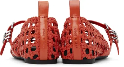 Rag & Bone Orange Spire Woven Mary Jane Faux-leather Flats In Red