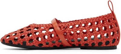 Rag & Bone Orange Spire Woven Mary Jane Faux-leather Flats In Red