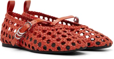 Rag & Bone Orange Spire Woven Mary Jane Faux-leather Flats In Red
