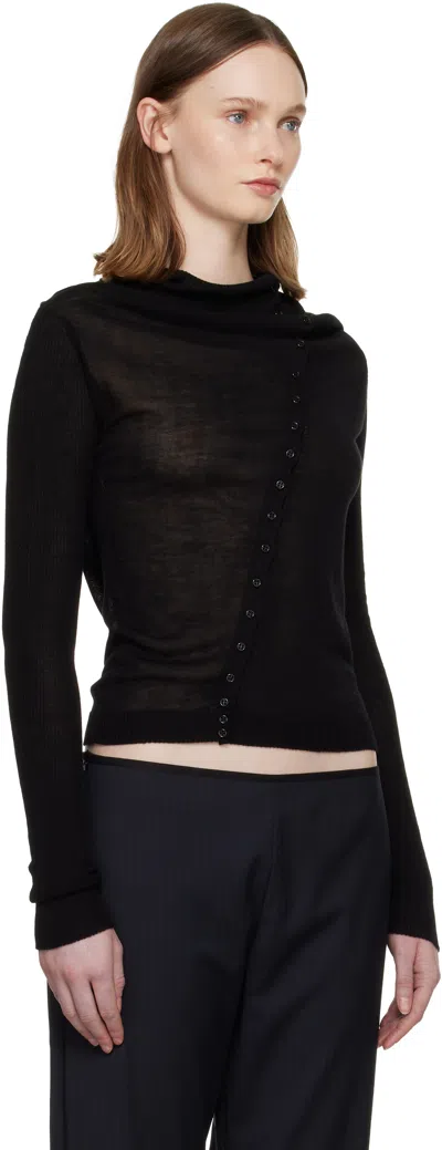 Paloma Wool Igna Diagonal Button Sweater In Black