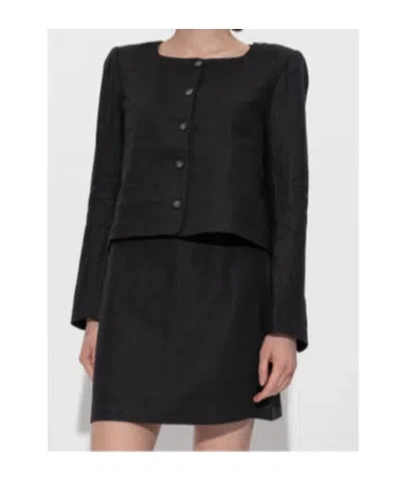 Posse Emma Button-front Linen Jacket In Blue