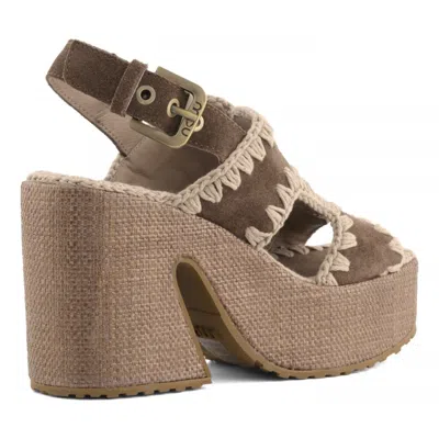 Mou Raffia-effect Platform Sandal With Adjustable Back Strap In Brown