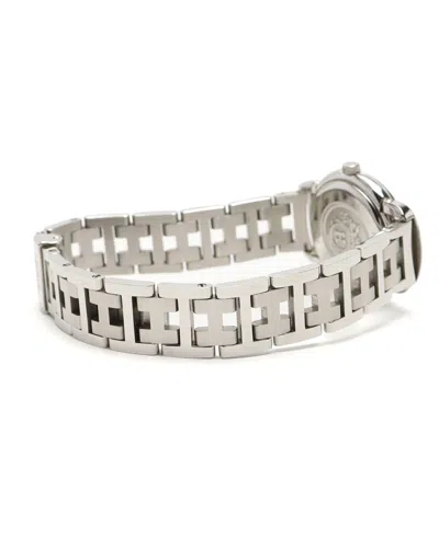 Pre-owned Hermes Hermès Pullman 25mm Ca 2000 Watch In Silver