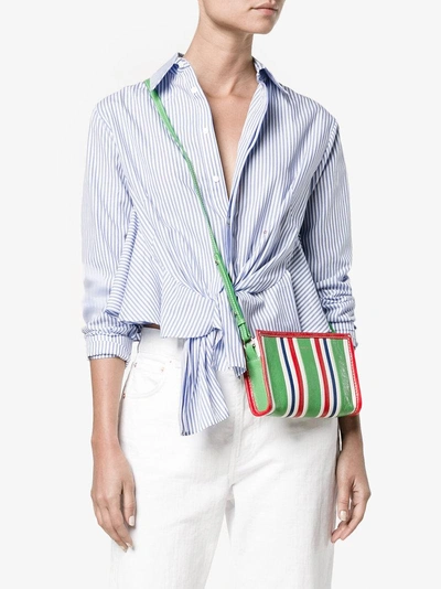 Shop Balenciaga Striped Bazar Cross Body Bag