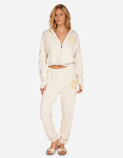 Lauren Moshi Butterfly Daisy Crop Zip Hoodie In Neutral