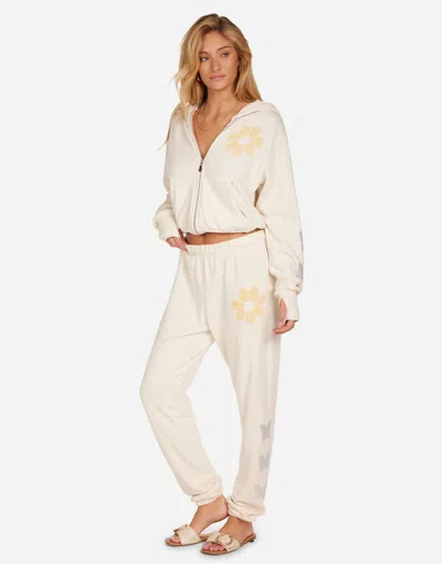 Lauren Moshi Butterfly Daisy Crop Zip Hoodie In Neutral