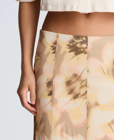 Kenneth Cole Mesh Pull On Godet Fit And Flare Maxi Skirt In Brown