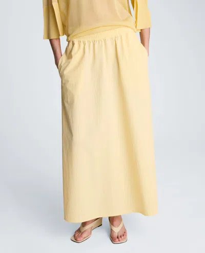 Kenneth Cole Pull On Maxi Skirt With Side Slits In Yellow