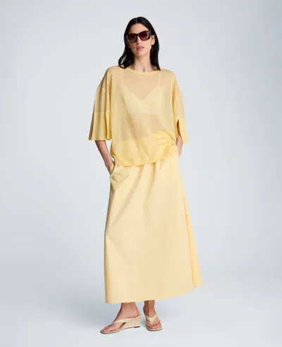 Kenneth Cole Pull On Maxi Skirt With Side Slits In Yellow