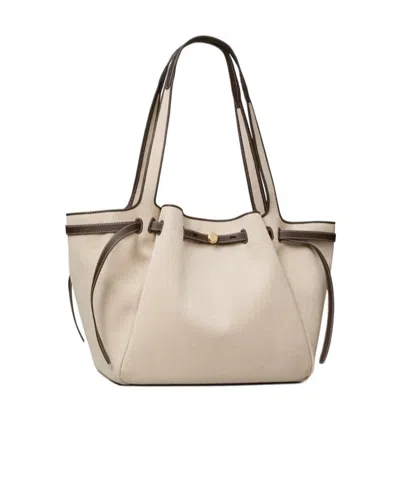 Tory Burch Romy Canvas Tote Shoulder Carryall Bag In Neutral