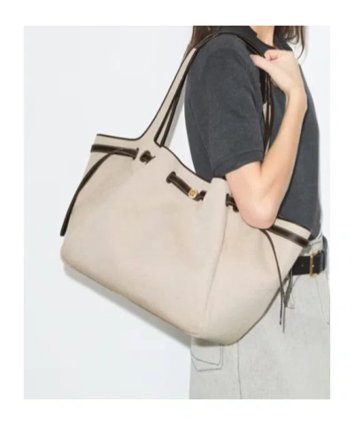 Tory Burch Romy Canvas Tote Shoulder Carryall Bag In Neutral