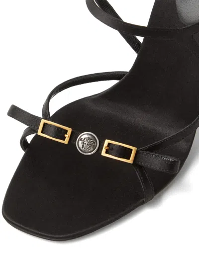 Versace Hardware Strap Mules In Black