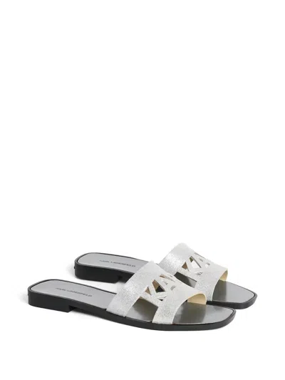 Karl Lagerfeld Glitter-effect Slides In Multi
