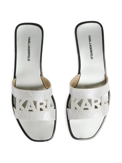 Karl Lagerfeld Glitter-effect Slides In Multi