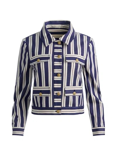 Alice And Olivia Alex Collared Boxy Jacket In Blue
