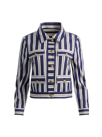 Alice And Olivia Alex Collared Boxy Jacket In Blue
