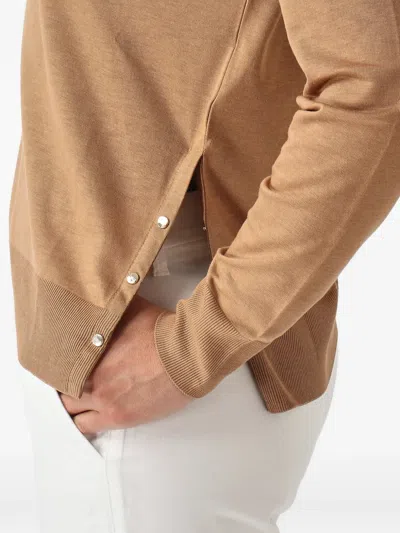 Herno Raglan-sleeve Button-slit T-shirt In Brown