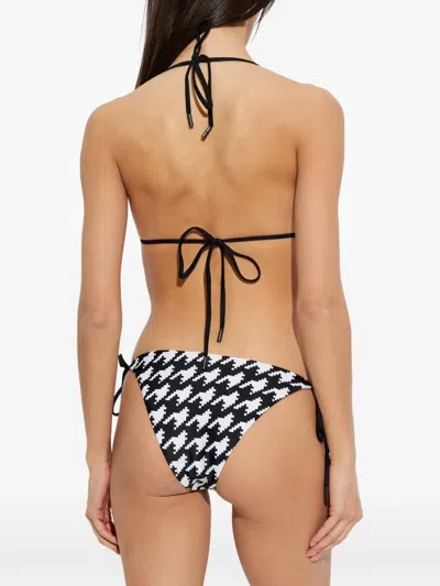 Perfect Moment Houndstooth-pattern Bikini Top In Black