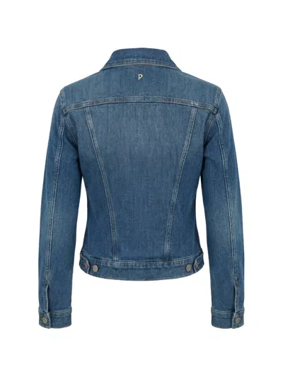 Dondup Fitted Medium Blue Denim Jacket With Button-down Front In Blue