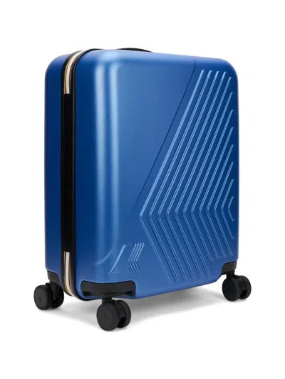 K-way Debossed-logo Suitcase In Blue