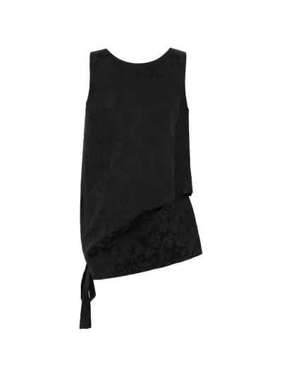 Uma Wang Jacquard-pattern Draped Top In Black