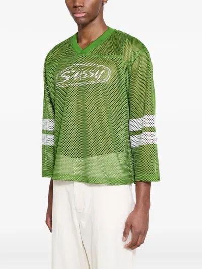Stussy Logo-print Mesh T-shirt In Multi